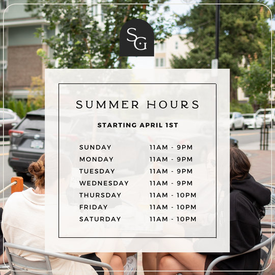 Summer Hours, New Open-Tab Table Cards & Menu Items